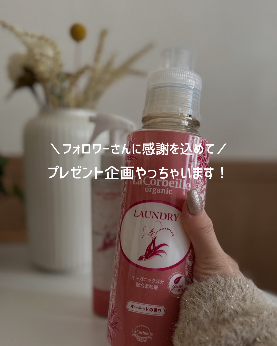 ＼フォロー＆いいねで当たる／
『ラ コルベイユ（lacorbeille_organic_official）』
ラ コルベイユ誕生祭　スペシャルプレゼントキャンペーンを開催します！

☘️応募方法☘️
① ラ コルベイユの公式Instagramアカウント（@lacorbeille_organic_official ）を『フォロー』
②この投稿に『いいね！』

☘️応募期間☘️
2026/1/7(水) ～ 2026/1/21(水) 23:59まで

☘️景品☘️
当選者数...５名様
🎁ラ コルベイユ全商品：２名様
🎁ラ コルベイユ柔軟剤＆ファブリックフレッシュナー：３名様

╭━━━━━━━━━━━━━━━━╮
　たくさんコメント&シェアしてね！
╰━━━━ｖ━━━━━━━━━━━╯
ご参加お待ちしてます🌿

★当選結果発表★
２月上旬予定

★当選者様へのご連絡★
ご当選された方にはInstagram上のDMにて @lacorbeille_organic_official よりご連絡いたします。
DMを受け取れる設定への変更をお願いいたします。

■■キャンペーンについて■■
以下注意事項をご確認ください。
本キャンペーン内容は予告なく変更になる可能性がございます。
キャンペーンに関するお問い合わせは @lacorbeille_organic_official までDMでお願いします。
※回答にはお時間を頂戴する場合がございます

■■注意事項■■
・当キャンペーンは、Meta社、Instagram とは一切関係ございません。
・応募締め切り後、厳正なる抽選の上、当選者を決定します。
・キャンペーンの当選はお一人さま1回限りとさせて頂きます。
・本キャンペーンにご参加いただくことにより、本募集要項に同意いただいたものとみなします。
（未成年者の方については、親権者に同意いただいたものとみなします。）
・当選者の発表はキャンペーン終了後のDM連絡をもって代えさせていただきます。
・Instagramアカウントを非公開設定にしている場合には、参加対象外となります。
・本キャンペーンに関するコメントへのお返事はいたしかねます。
・DM連絡にて当選のお知らせをした後、指定の期日までにご連絡が取れない場合、
　またお知らせいただきました住所等に入力不備がある場合は当選が無効となります。
・当選で獲得された権利は、他の人への譲渡、賞品の転売はできません。
・抽選時に、アカウントフォロー、本投稿へのいいね等、当選要件となる状態を維持いただいていることが確認できない場合、抽選の対象から外れることがあります。おおむね一か月程度、フォロー、いいねの状態を維持いただくことをお勧めします。
・悪質な通信環境によりDMが不着となった場合又はご当選通知のDMに記載の手続きを履行いただけない場合、ご当選の資格は無効となります。
・再抽選は行いません。
・日本国外にお住まいの方に対しては、当選しても配送できません。
・賞品の返品、交換、配送業者より弊社に返品されてからの再配送はできませんのでご了承ください。
・賞品発送後の損害等の責任については弊社は一切負いかねます。
・本キャンペーン参加にあたって生じるインターネット接続料や通信料、ご当選通知メールに記載の手続きを履践するにあたって生じる諸経費はご本人様の負担となります。

⚠偽アカウントにご注意⚠
当アカウントから特定のユーザーさまをフォローすることや、
キャンペーン期間終了以前に当選DMをお送りすることはございません。
お手数をおかけいたしますが、アカウント名をご確認いただきますようお願いします。

#柔軟剤 #ファブリックミスト #プレゼント #香り #PR
